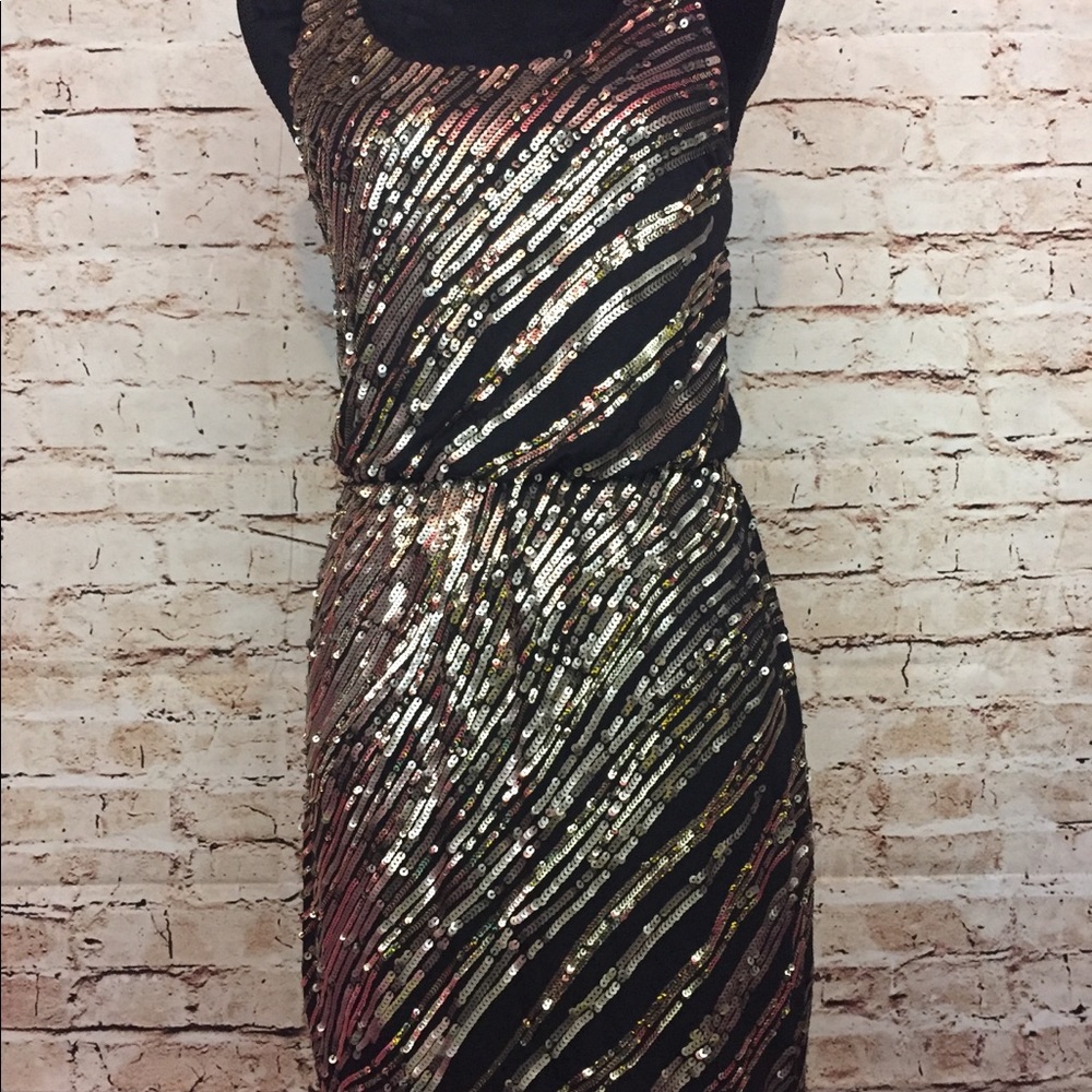 Express women’s Sequin Dress Black Gold Size XS